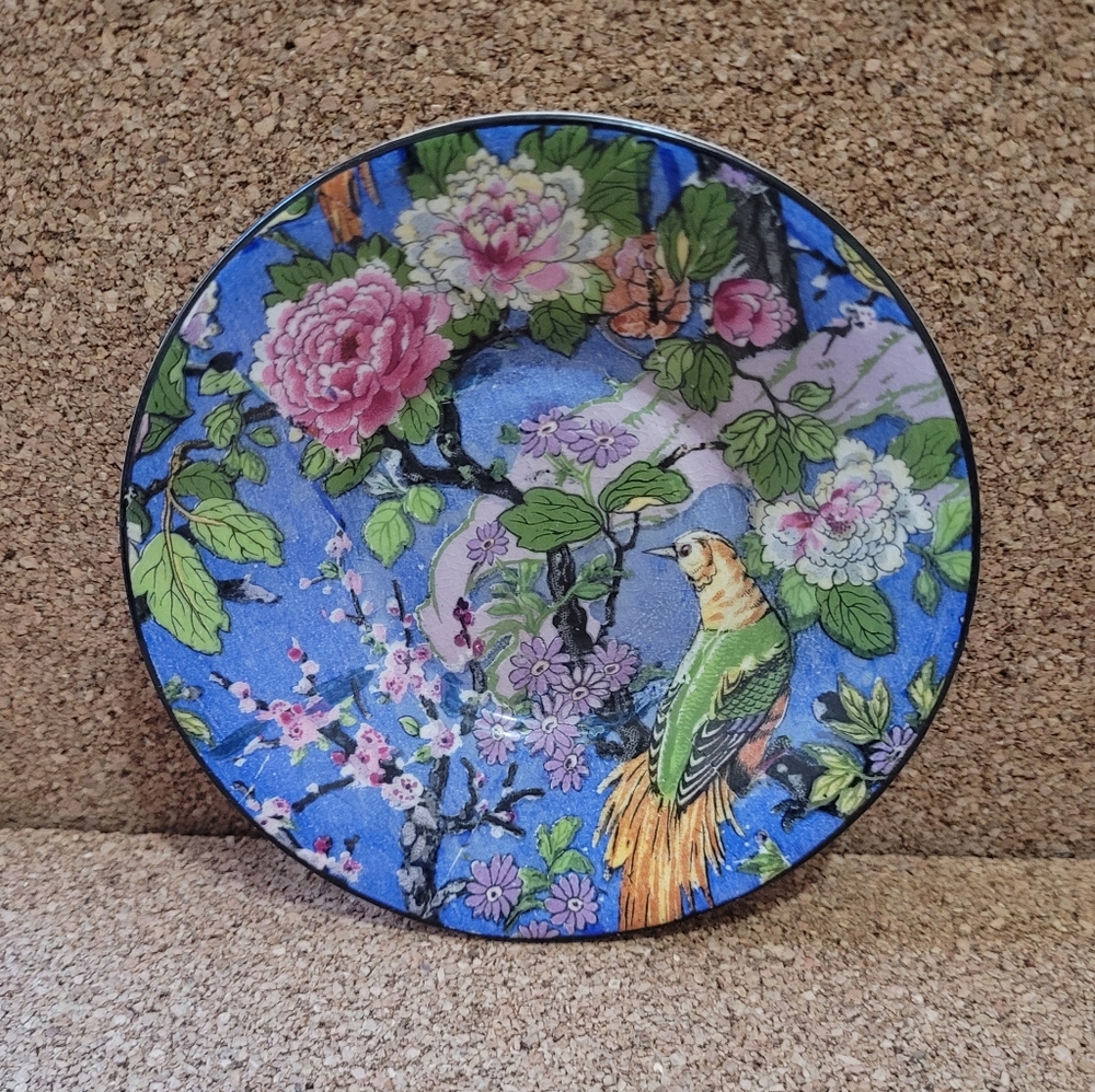 Vintage Crown Ducal Ware England Saucer Only Blue Chintz Flowers & Birds 4".